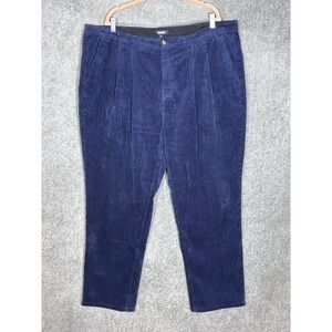 KingSize Corduroy Pants Mens Size 46 BIG 44x32 Blue Cotton Pleated Chino Pockets